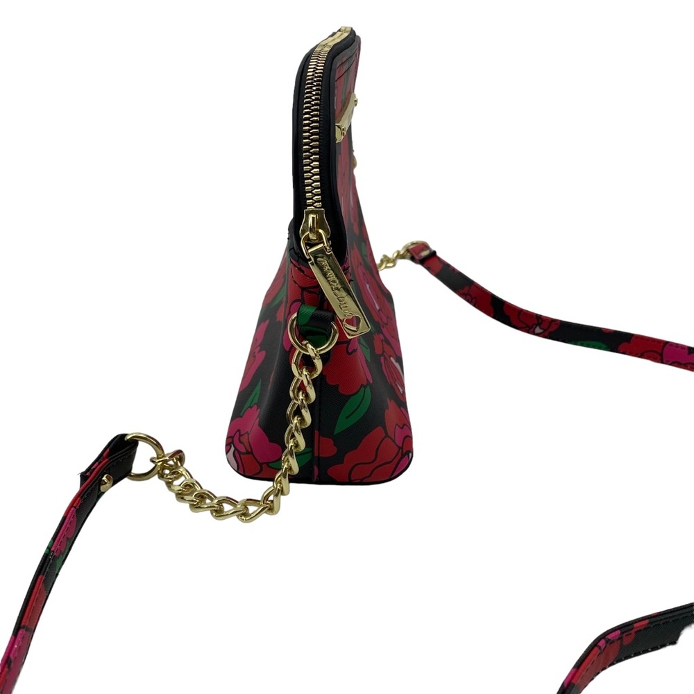 Betsey Johnson Rose Floral Gold Chain Small Purse - Picture 4 of 13